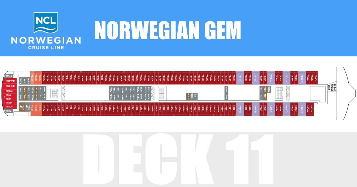 Norwegian Gem Deck 11 Activities & Deck Plan Layout